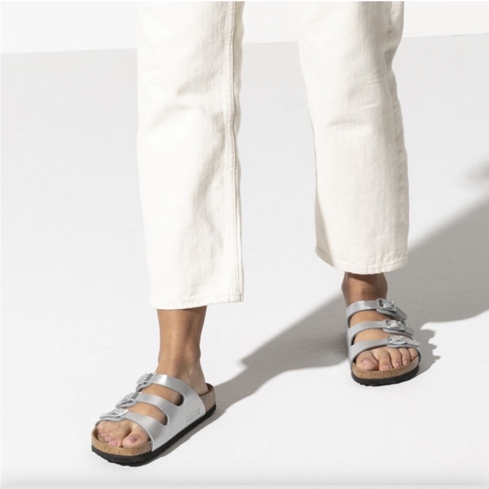 Silver Birkenstock Shoes